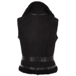 Shearling Leather and Suede Biker Gilet Black/suede: KB-451 GILLET