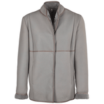 Lamb Shearling Mandarin Collar Jacket Taupe: KB 679