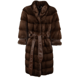 Cropped 3/4 Sleeve Mink Coat Brown: 1665