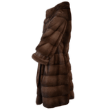 Cropped 3/4 Sleeve Mink Coat Brown: 1665