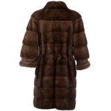 Cropped 3/4 Sleeve Mink Coat Brown: 1665