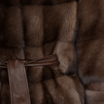 Cropped 3/4 Sleeve Mink Coat Brown: 1665