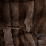 Cropped 3/4 Sleeve Mink Coat Brown: 1665