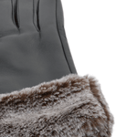Faux Fur Tipped  Leather Gloves Black : 103-A