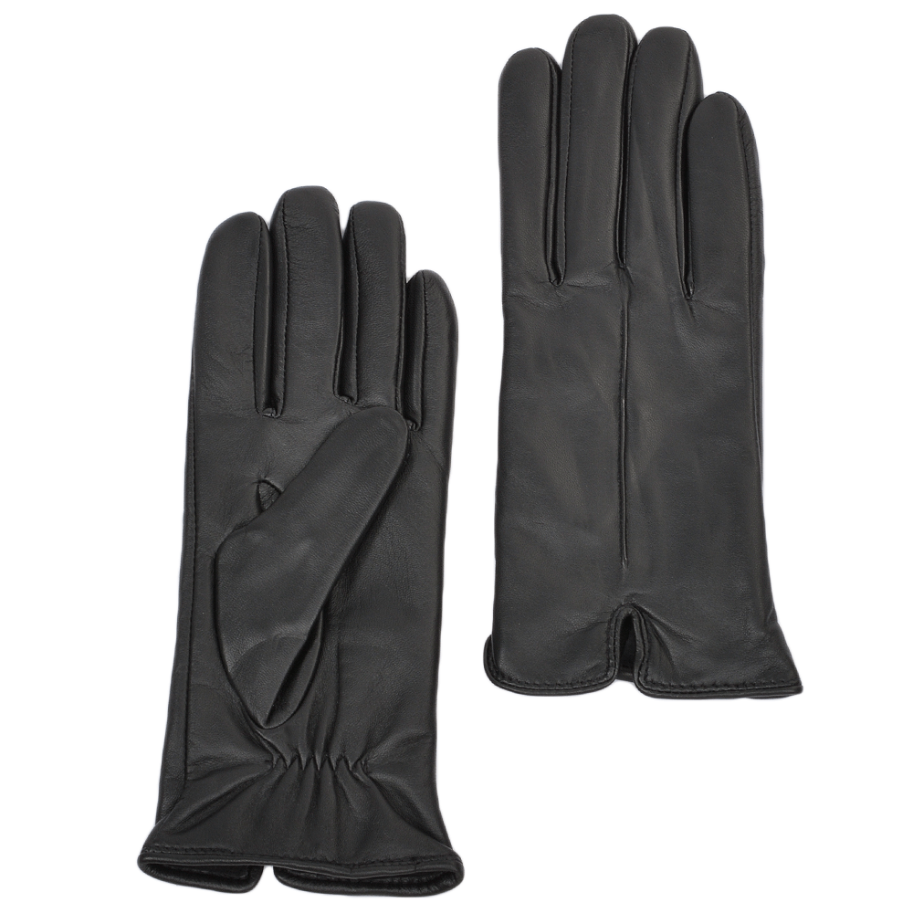 Touch Screen Friendly Two Tone Leather Gloves Black/Black :  137