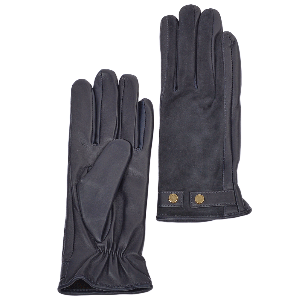 Suede and Leather Gloves Navy : 327