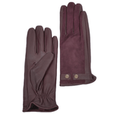 Suede and Leather Gloves Plum : 327