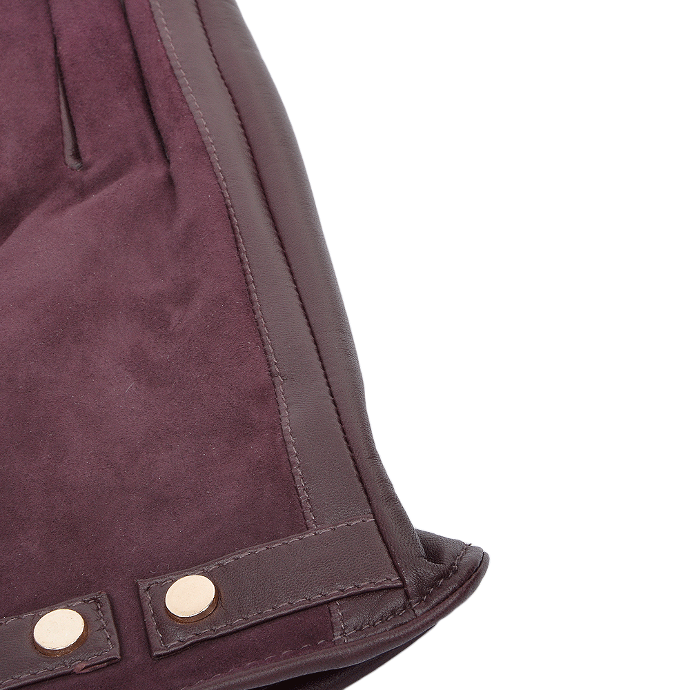 Suede and Leather Gloves Plum : 327