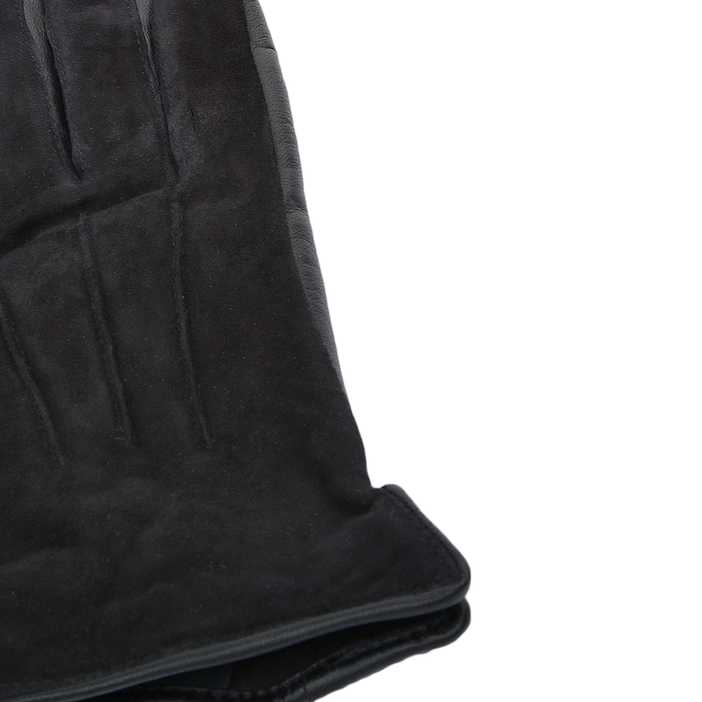 Suede and Leather Gloves Black : 130