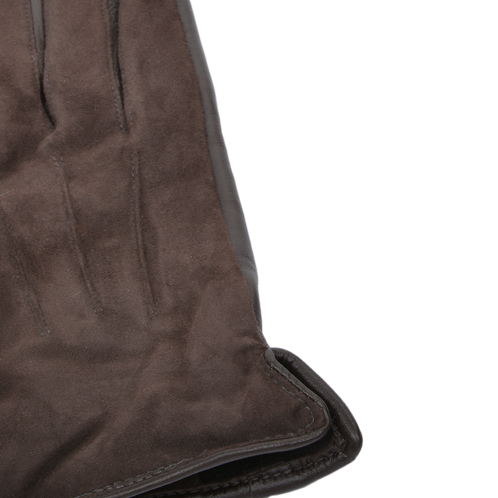 Suede and Leather Gloves Brown : 130