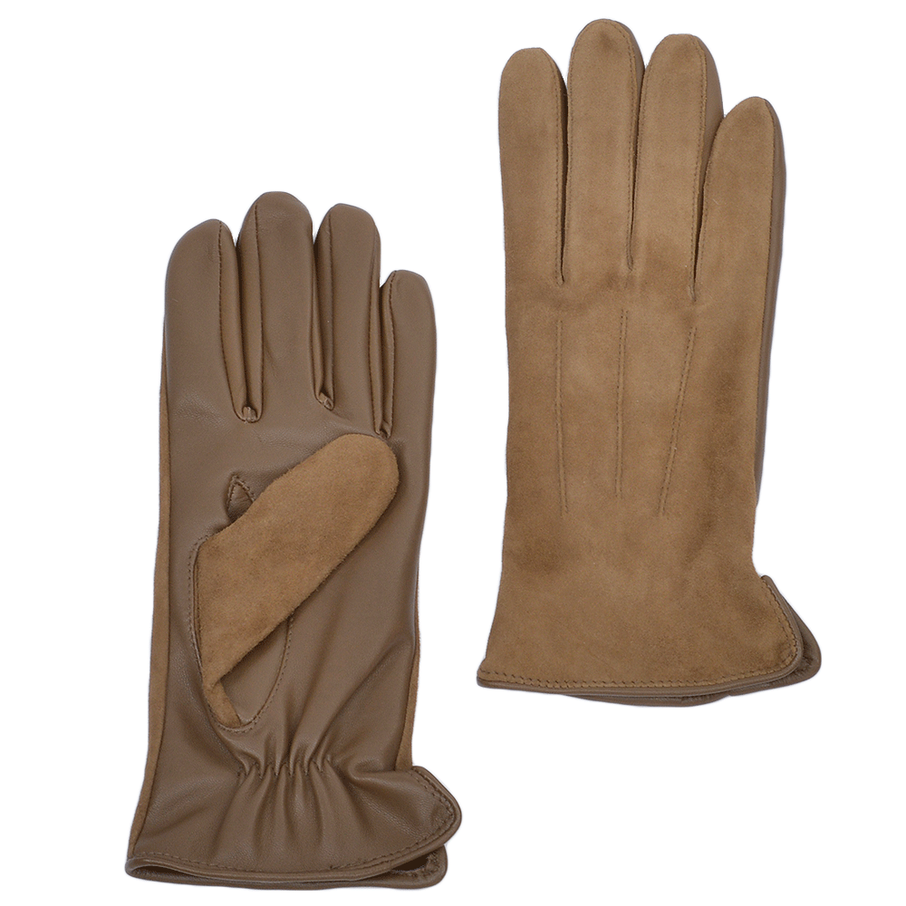 Suede and Leather Gloves Camel : 130