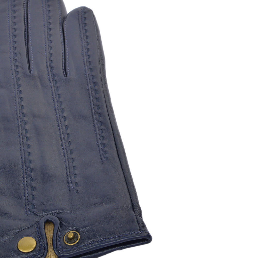 Stitch Detail Leather Gloves Navy : 733