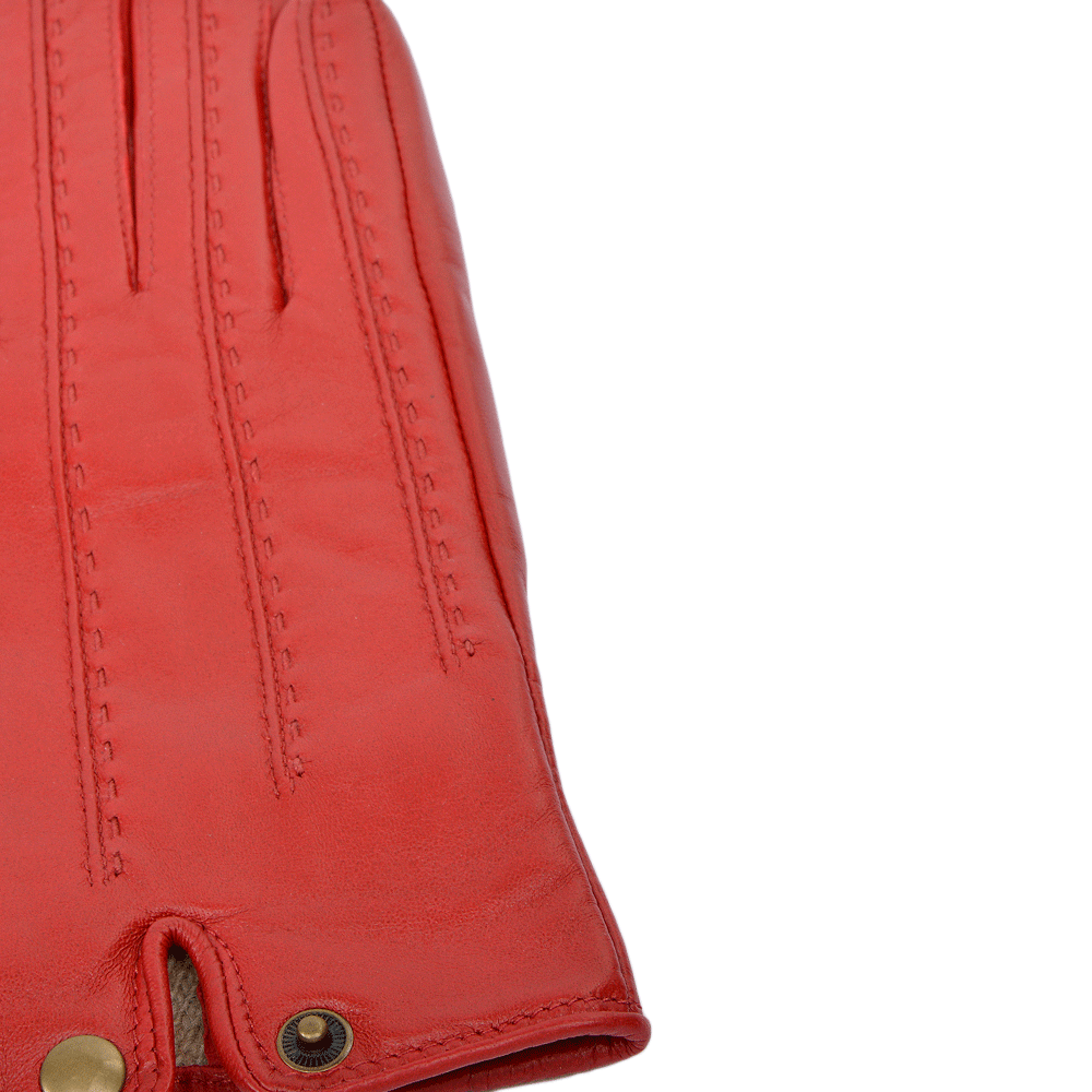 Stitch Detail Leather Gloves Red : 733