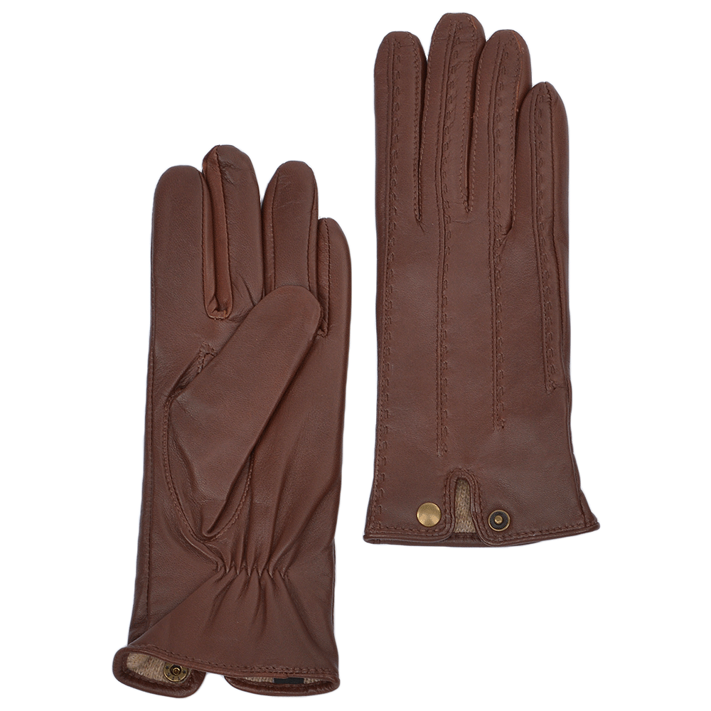 Stitch Detail Leather Gloves Tan : 733