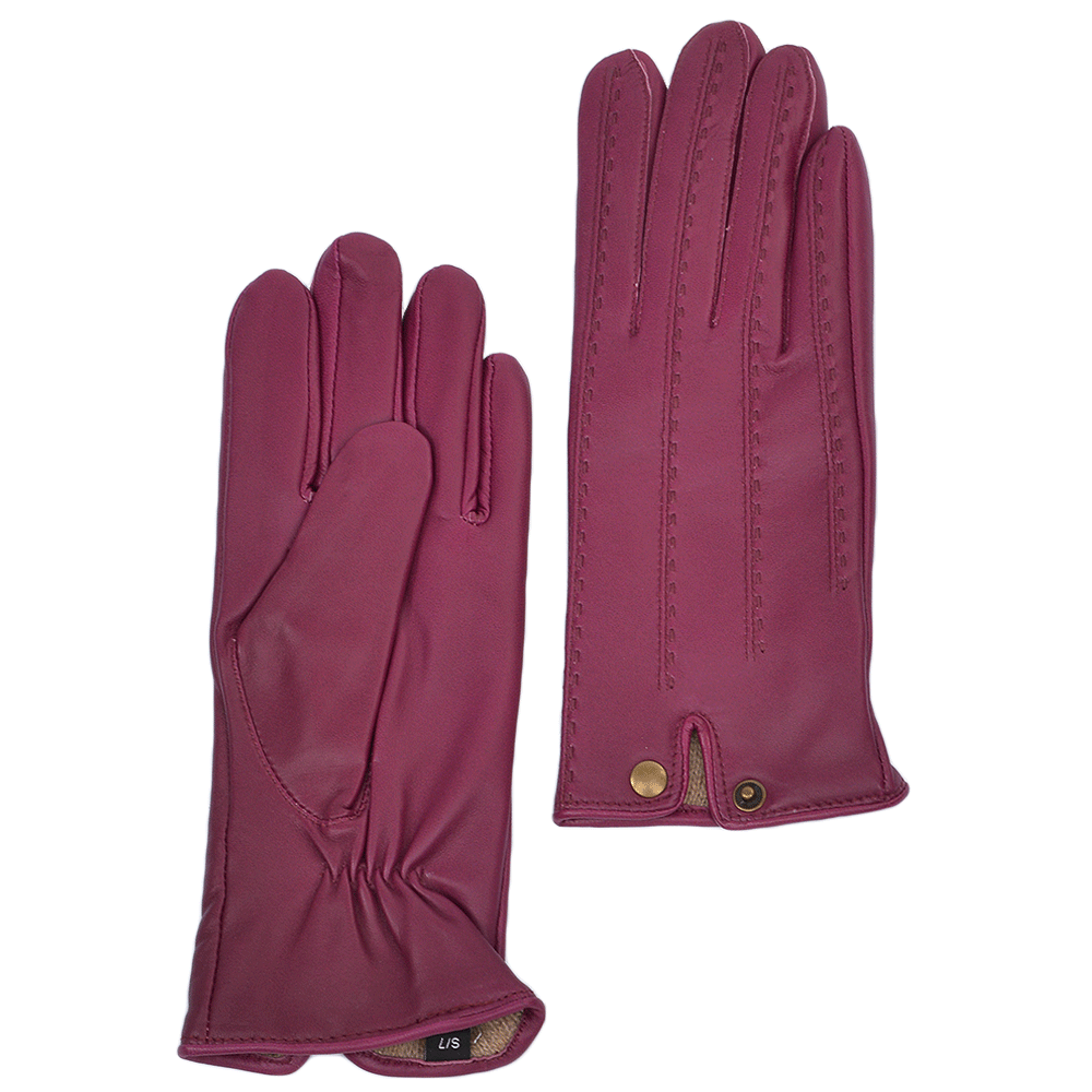 Stitch Detail Leather Gloves Shiraz : 733