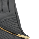 Zip and Stitch Detail Leather Gloves Black : 373