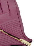 Zip And Stitch Detail Leather Gloves Shiraz : 373