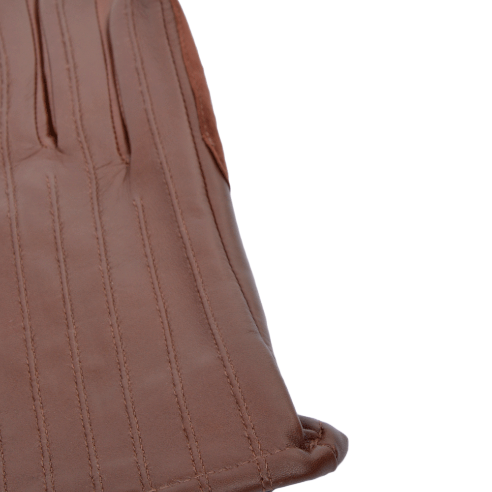 Leather Gloves With Suede Finger Detail Tan : 175