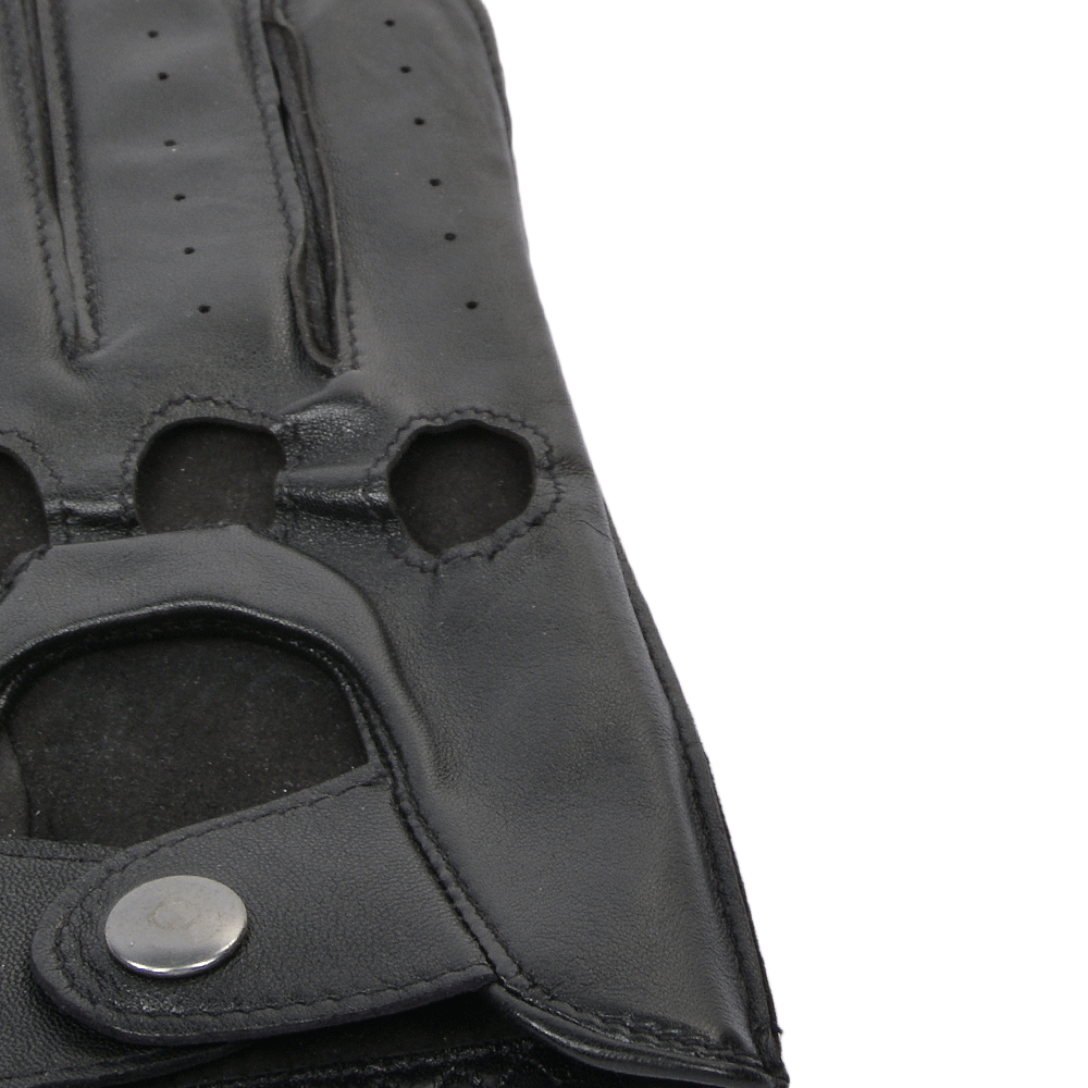 Lightweight Natural Skin Lined Leather Driving Gloves Black - 750