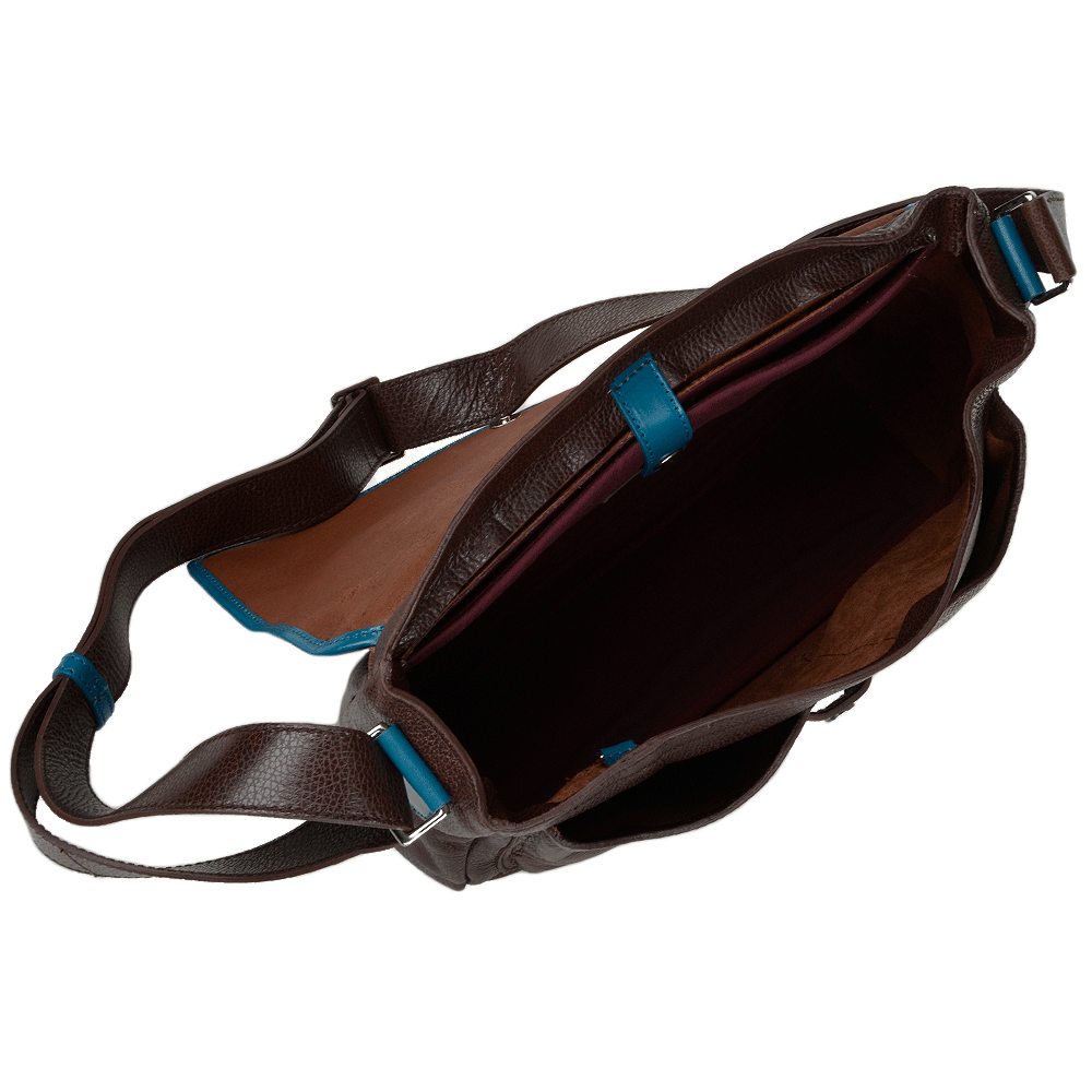 The Bridge Full Grain Italian Travel Messenger Brn/blue/ruthenium - 054073 2F 6T NH