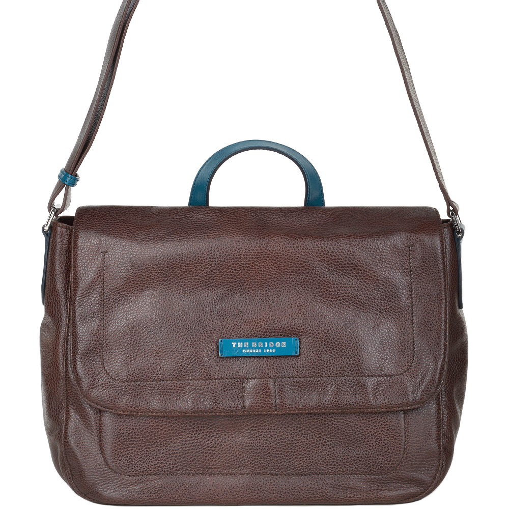 The Bridge Full Grain Italian Travel Messenger Brn/blue/ruthenium - 054136 2F 6T NH