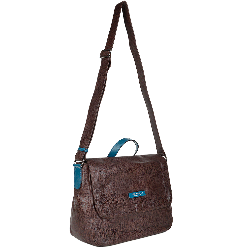 The Bridge Full Grain Italian Travel Messenger Brn/blue/ruthenium - 054136 2F 6T NH