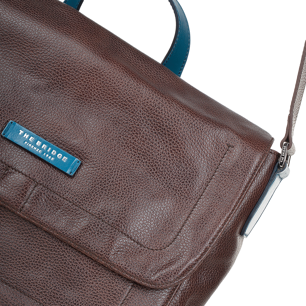 The Bridge Full Grain Italian Travel Messenger Brn/blue/ruthenium - 054136 2F 6T NH
