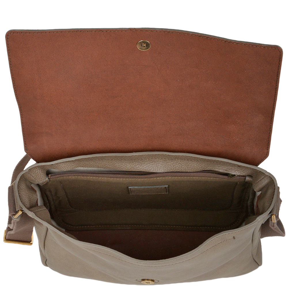 The Bridge Full Grain Italian Messenger Bag Dove Grey - 54063 79 11 NH