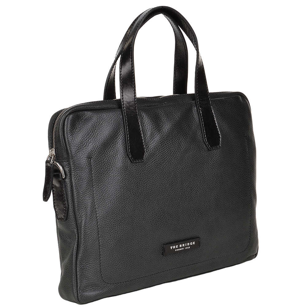 The Bridge Full Grain Italian Leather Laptop Bag  Black/ palladium - 064071 2F 20 NH
