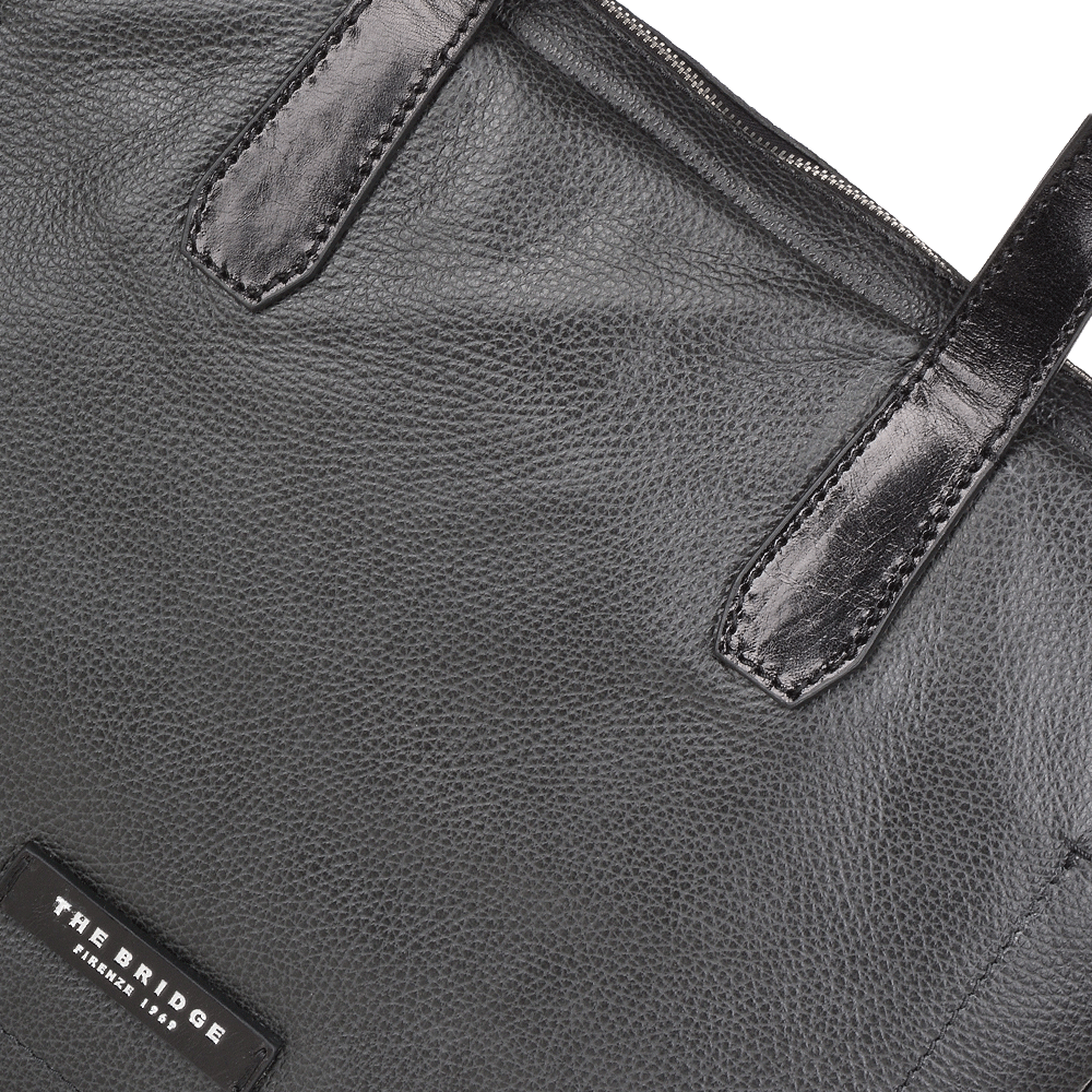 The Bridge Full Grain Italian Leather Laptop Bag  Black/ palladium - 064071 2F 20 NH