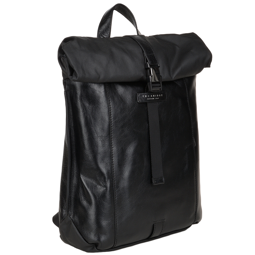 The Bridge Medium Roll Top Italian Travel Backpack Black - 061556 3Q 86 NH