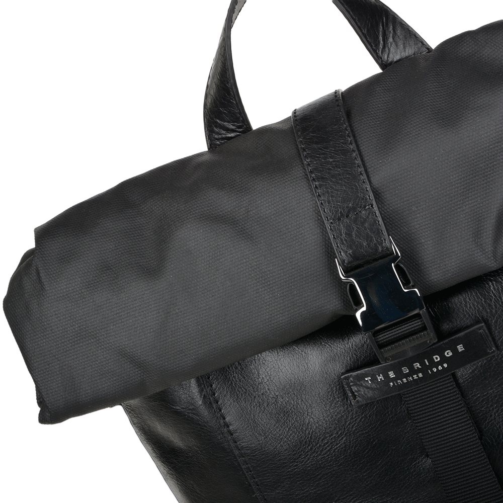 The Bridge Medium Roll Top Italian Travel Backpack Black - 061556 3Q 86 NH