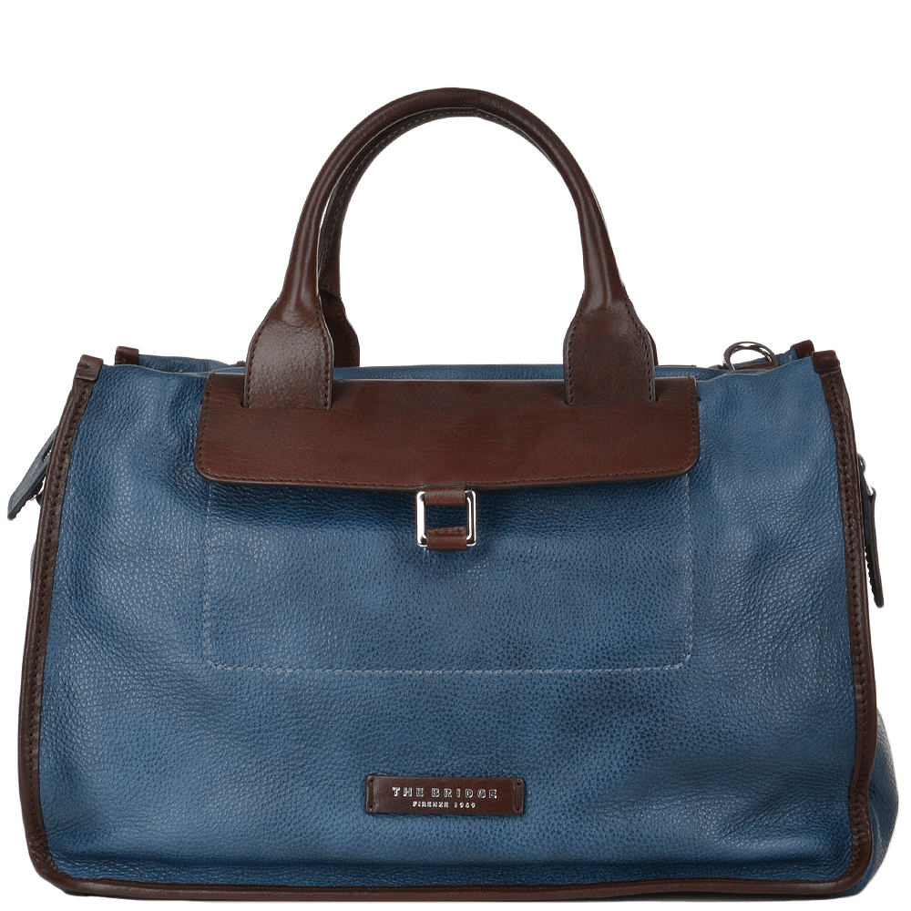 The Bridge Full Grain Italian Leather Travel Bag blue/brn - 070705 2F 2Z NH