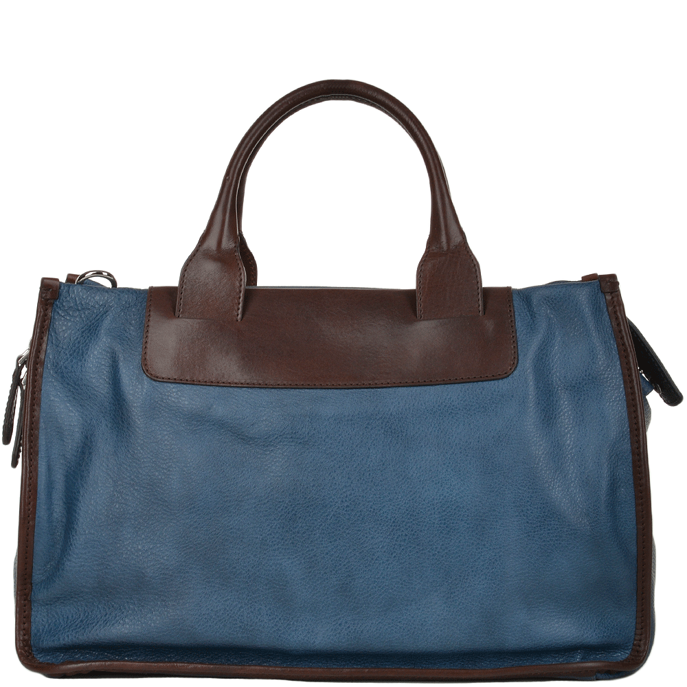 The Bridge Full Grain Italian Leather Travel Bag blue/brn - 070705 2F 2Z NH