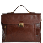 The Bridge Medium Italian Travel Briefcase With Lock Brown - 64225 01 14 NH