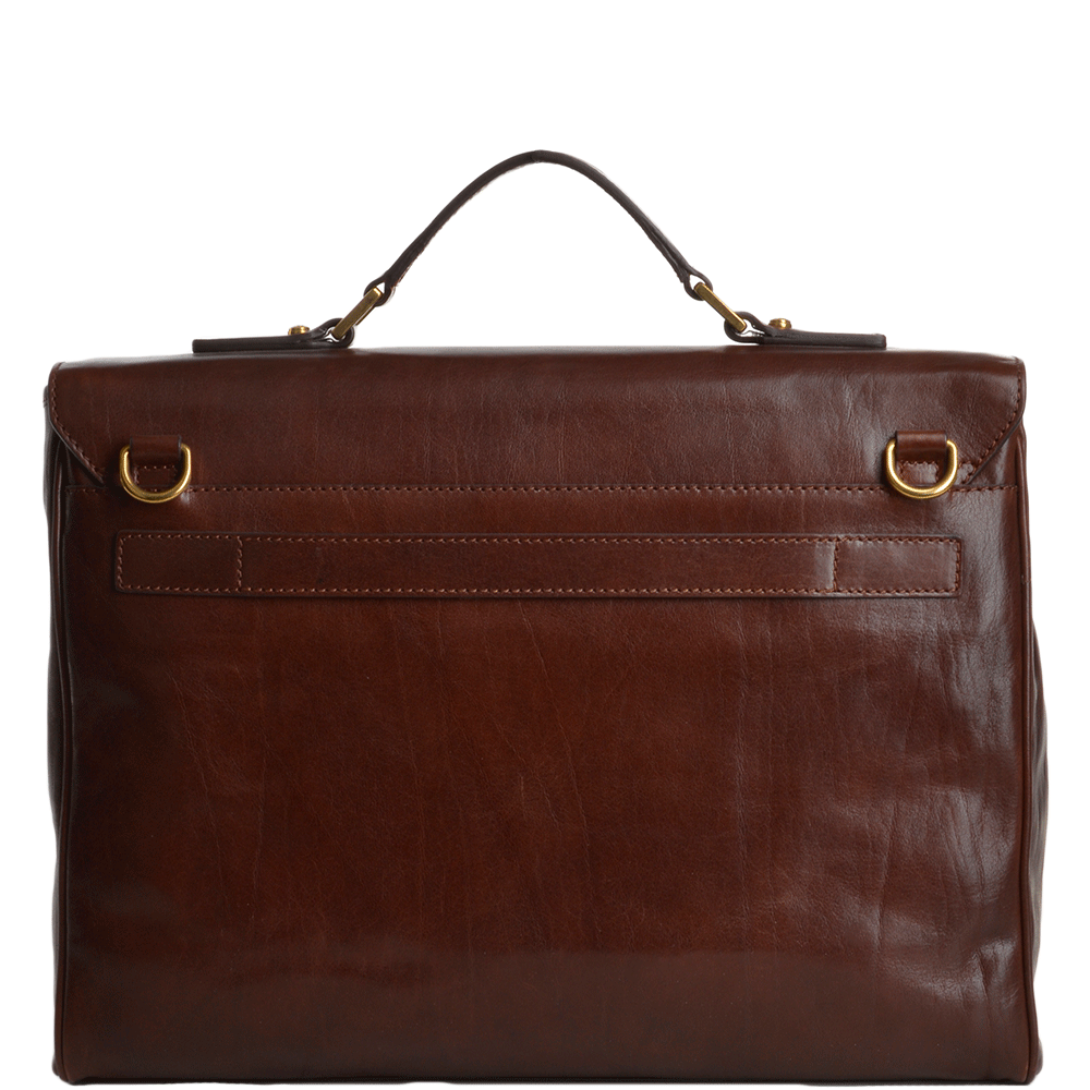The Bridge Medium Italian Travel Briefcase With Lock Brown - 64225 01 14 NH