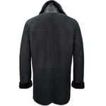 Single Breasted Sheepskin Coat With Long Haired Lapel Black: ERKEK