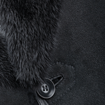 Single Breasted Sheepskin Coat With Long Haired Lapel Black: ERKEK