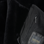 Single Breasted Sheepskin Coat With Long Haired Lapel Black: ERKEK