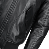 Vegetable Tanned Leather Jacket With Detachable Shearling Collar Black: EM 101