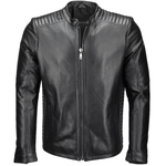 Vegetable Tanned Leather Ribbed  Biker Jacket Black/ nap: E16110