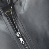 Vegetable Tanned Leather Ribbed  Biker Jacket Black/ nap: E16110