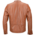 Vegetable Tanned Leather Ribbed  Biker Jacket Tan/ Nap: E16110