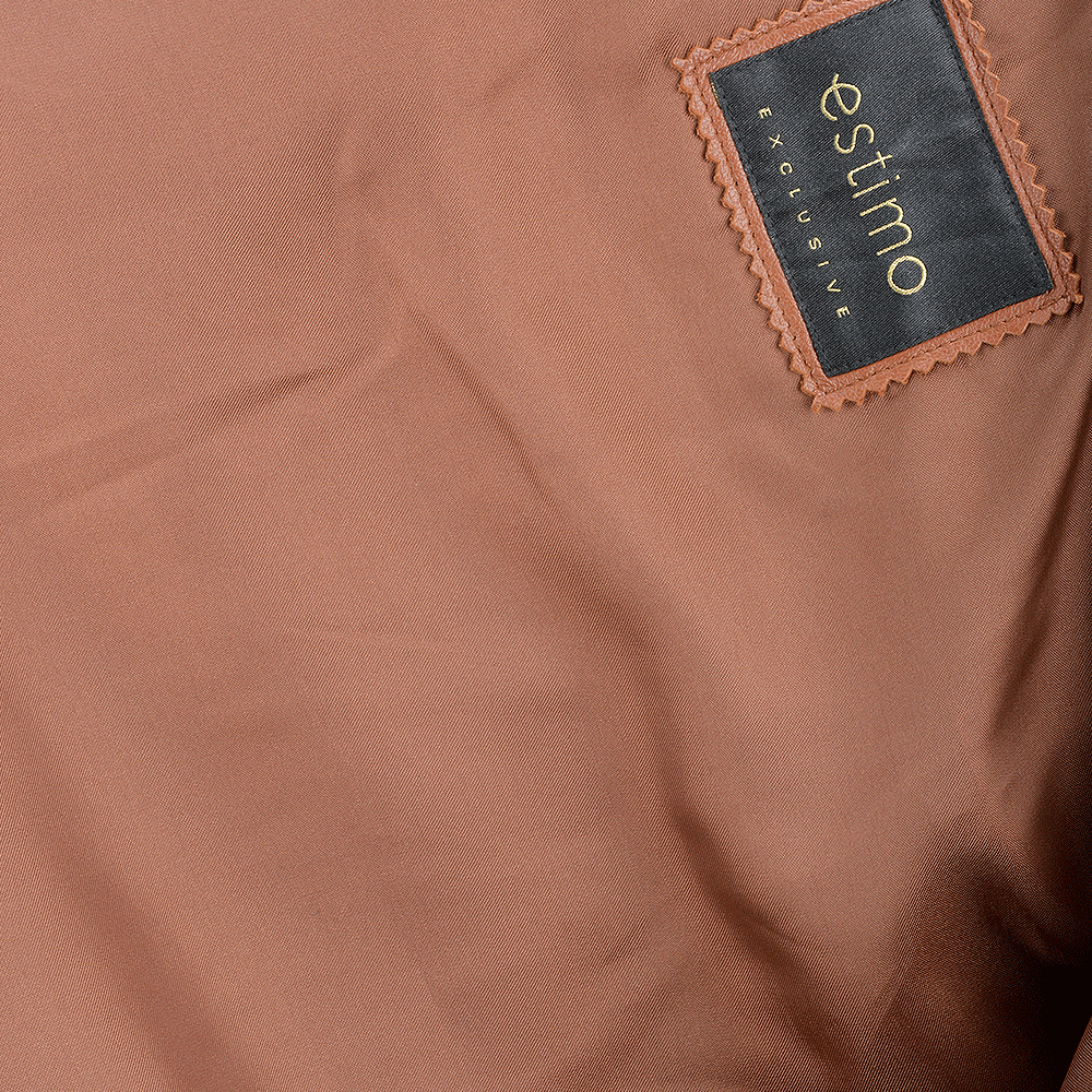 Vegetable Tanned Leather Ribbed  Biker Jacket Tan/ Nap: E16110