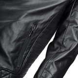 Side Zip Ribbed Leather Biker Jacket Black/ napp: E1730