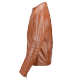 Vegetable Tanned Leather  Biker Jacket Tan: EM 100