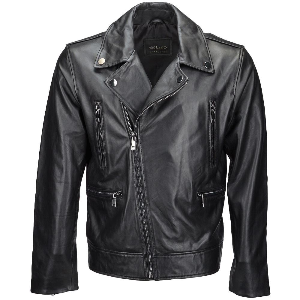Vegetable Tanned Leather  Biker Jacket Black: EM 102