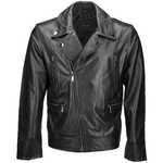 Vegetable Tanned Leather  Biker Jacket Black: EM 102