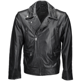 Vegetable Tanned Leather  Biker Jacket Black: EM 102