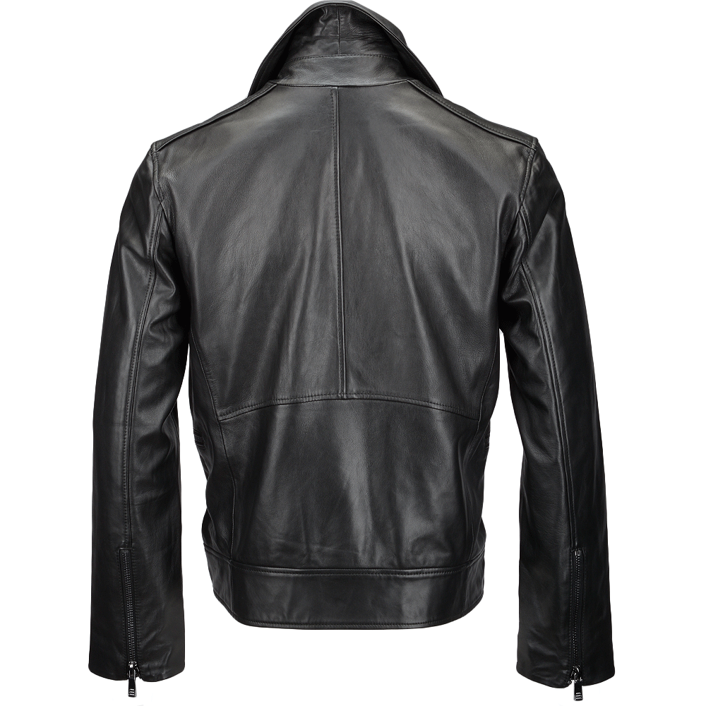 Vegetable Tanned Leather  Biker Jacket Black: EM 102